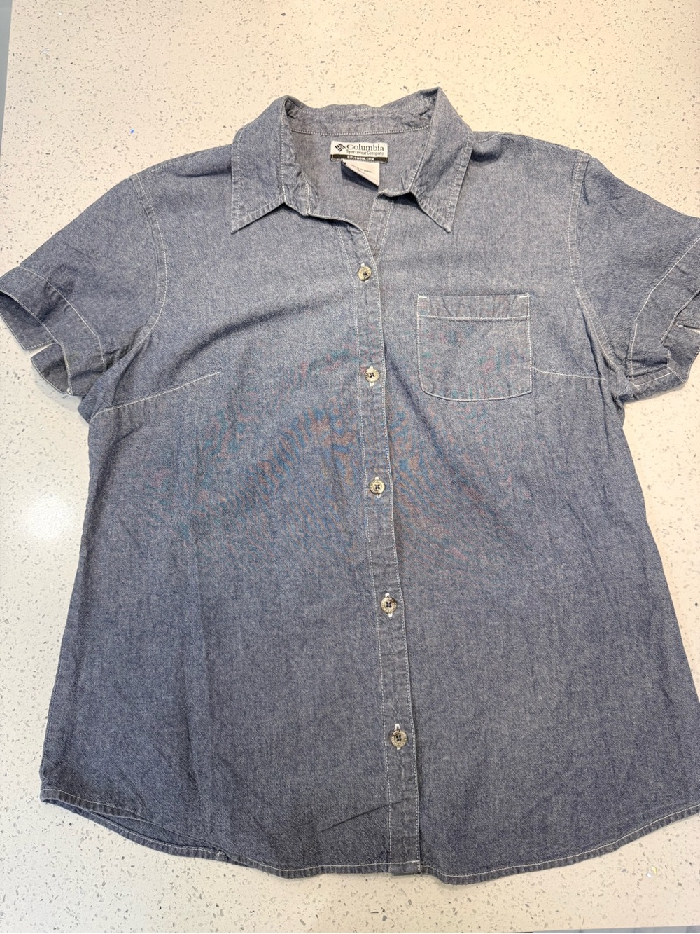 Columbia Women's Short-Sleeve Chambray Button-Up - Light Blue
